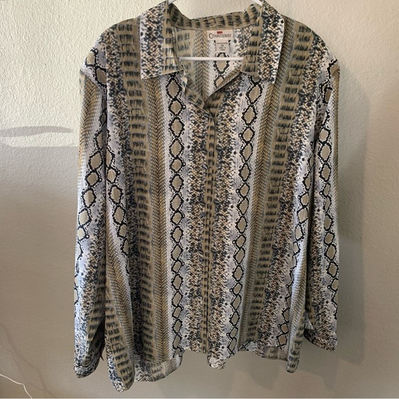 Tops Vintage Snake Print Button Up Poshmark